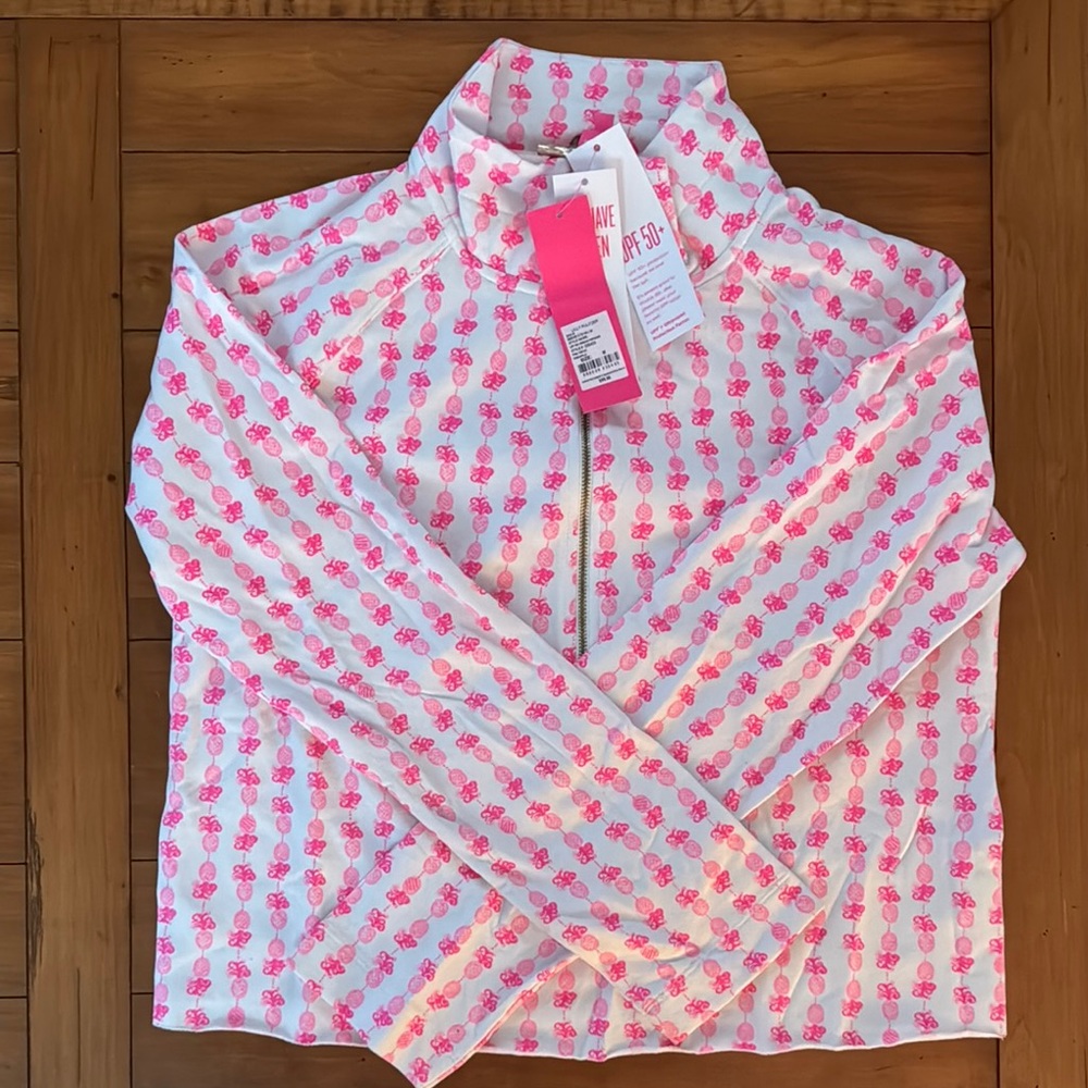 Vineyard Vines Pink and White Zip-Up Jacket